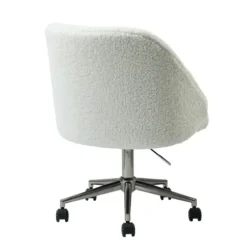 Office Furniture-Kirkland's Home Sherpa Upholstered Swivel Office Chair White