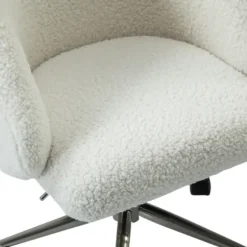 Office Furniture-Kirkland's Home Sherpa Upholstered Swivel Office Chair White