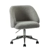 Office Furniture-Kirkland's Home Sherpa Upholstered Swivel Office Chair Gray