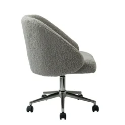 Office Furniture-Kirkland's Home Sherpa Upholstered Swivel Office Chair Gray