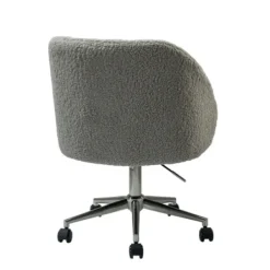 Office Furniture-Kirkland's Home Sherpa Upholstered Swivel Office Chair Gray