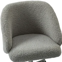 Office Furniture-Kirkland's Home Sherpa Upholstered Swivel Office Chair Gray