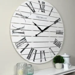 Clocks-Kirkland's Home Shiplap Coastal Wall Clock, 29 In. White