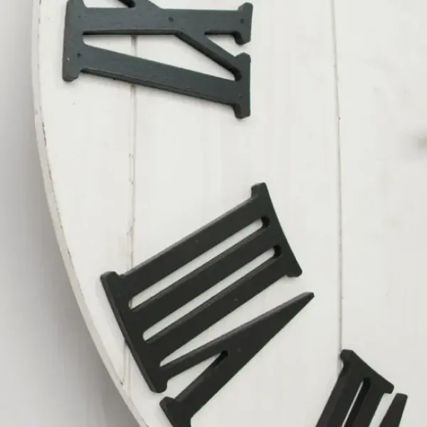 Clocks-Kirkland's Home Shiplap Whitewashed Wooden Wall Clock