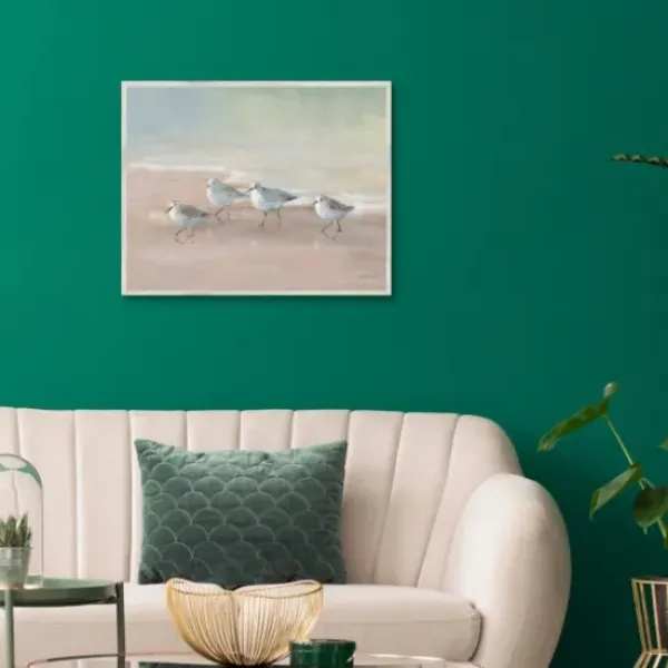 Canvas Art-Kirkland's Home Shorebirds On The Sand Framed Canvas Art Print Gray/Tan/White