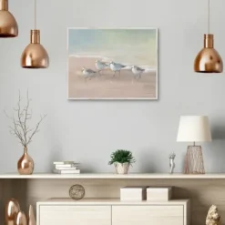 Canvas Art-Kirkland's Home Shorebirds On The Sand Framed Canvas Art Print Gray/Tan/White