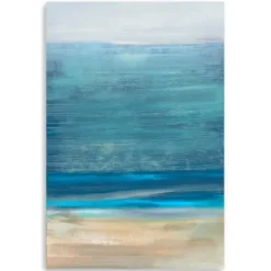 Canvas Art-Kirkland's Home Shoreline Brushstrokes Canvas Art Print, 32X48 In. White/Blue/Tan