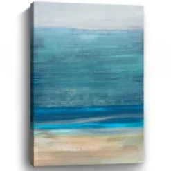 Canvas Art-Kirkland's Home Shoreline Brushstrokes Canvas Art Print, 32X48 In. White/Blue/Tan