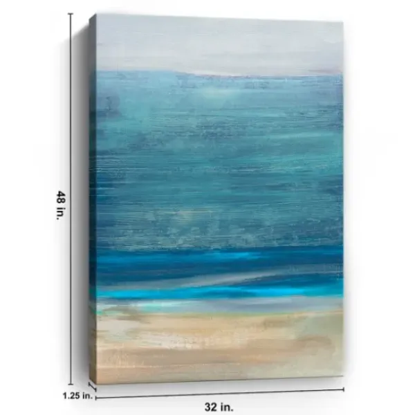 Canvas Art-Kirkland's Home Shoreline Brushstrokes Canvas Art Print, 32X48 In. White/Blue/Tan