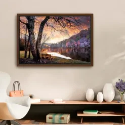 Framed Art-Kirkland's Home Silence Of Sunset Framed Canvas Art Print Brown/Purple/Orange