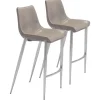 Bar Stools & Counter Height Stools-Kirkland's Home Silver & Beige Faux Leather Bar Stools, Set Of 2 Tan