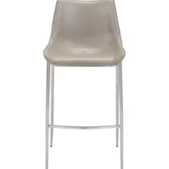 Bar Stools & Counter Height Stools-Kirkland's Home Silver & Beige Faux Leather Bar Stools, Set Of 2 Tan