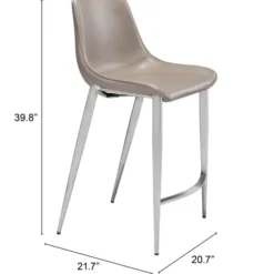 Bar Stools & Counter Height Stools-Kirkland's Home Silver & Beige Leather Counter Stools, Set Of 2 Tan