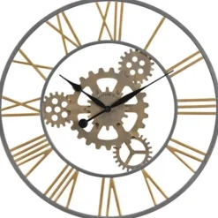 Clocks-Kirkland's Home Silver And Gold Benton Gears Wall Clock