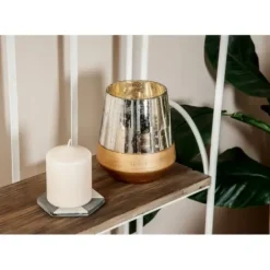 Candle Holders-Kirkland's Home Silver And Gold Pillar Candle Holder, 7 In. Silver/Gold