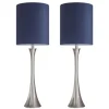 Table Lamps-Kirkland's Home Silver And Tapered Table Lamps, Set Of 2 Blue