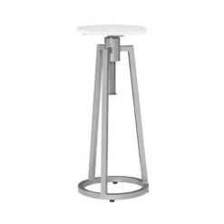 Accent & End Tables-Kirkland's Home Silver And White Marble Adjustable Drink Table Silver/White