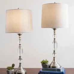 Table Lamps-Kirkland's Home Silver Crystal Table Lamp, Set Of 2 White
