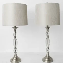 Table Lamps-Kirkland's Home Silver Crystal Table Lamp, Set Of 2 White