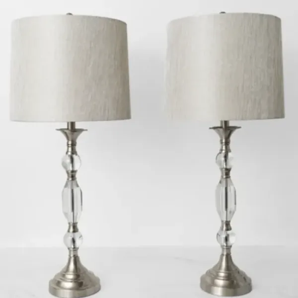 Table Lamps-Kirkland's Home Silver Crystal Table Lamp, Set Of 2 White