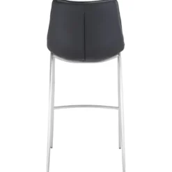 Bar Stools & Counter Height Stools-Kirkland's Home Silver Faux Leather Bar Stools, Set Of 2 Black