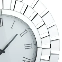 Clocks-Kirkland's Home Silver Glass Mirror Abstract Wall Clock