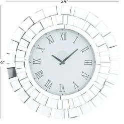 Clocks-Kirkland's Home Silver Glass Mirror Abstract Wall Clock
