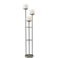 Floor Lamps-Kirkland's Home Silver Globe 3-Light Shelf Floor Lamp Silver/White