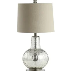 Table Lamps-Kirkland's Home Silver Hammered Mercury Glass Table Lamp White