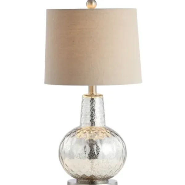 Table Lamps-Kirkland's Home Silver Hammered Mercury Glass Table Lamp White