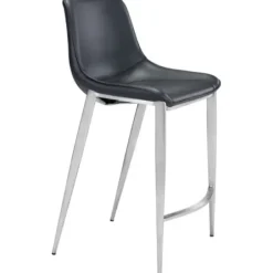 Bar Stools & Counter Height Stools-Kirkland's Home Silver Leather Counter Stools, Set Of 2 Black