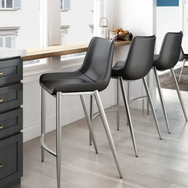Bar Stools & Counter Height Stools-Kirkland's Home Silver Leather Counter Stools, Set Of 2 Black