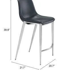 Bar Stools & Counter Height Stools-Kirkland's Home Silver Leather Counter Stools, Set Of 2 Black