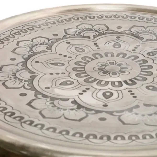 Accent & End Tables-Kirkland's Home Silver Mandala Hairpin Accent Table