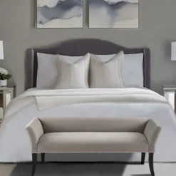 Benches & Ottomans-Kirkland's Home Silver Melinda Accent Bench Gray