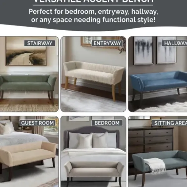 Benches & Ottomans-Kirkland's Home Silver Melinda Accent Bench Gray
