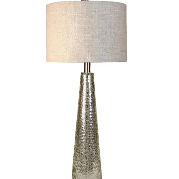 Table Lamps-Kirkland's Home Silver Mercury Glass Cone Table Lamp White