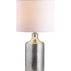 Table Lamps-Kirkland's Home Silver Mercury Glass Cylinder Table Lamp White
