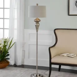 Floor Lamps-Kirkland's Home Silver Mercury Glass Floor Lamp, Set Of 2 Gray