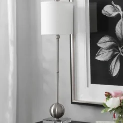 Buffet Lamps-Kirkland's Home Silver Metal Globe Buffet Lamp White
