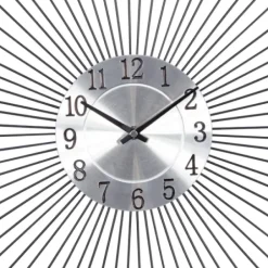 Clocks-Kirkland's Home Silver Metal Sunburst Droplet Frame Clock