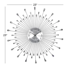Clocks-Kirkland's Home Silver Metal Sunburst Droplet Frame Clock