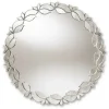 Decorative Mirrors-Kirkland's Home Silver Petal Leaf Round Wood Frame Wall Mirror