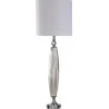 Buffet Lamps-Kirkland's Home Silver Ribbed Glass Buffet Lamp White