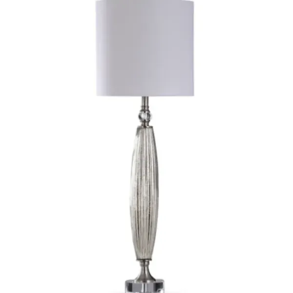 Buffet Lamps-Kirkland's Home Silver Ribbed Glass Buffet Lamp White