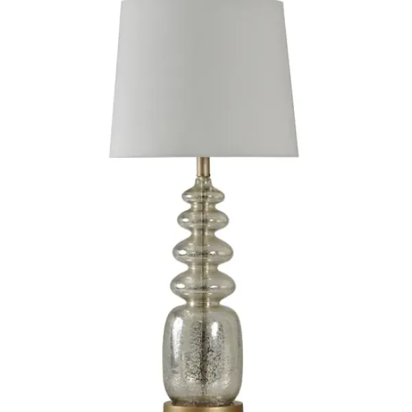 Table Lamps-Kirkland's Home Silver Rounded Mercury Glass Table Lamp White
