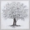 Framed Art-Kirkland's Home Silver Tree Rice Paper Framed Art Print Silver/White