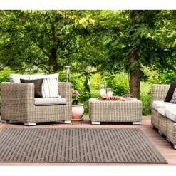Outdoor Rugs-Kirkland's Home Silver Trellis Indoor/Outdoor Area Rug, 5X7 Gray