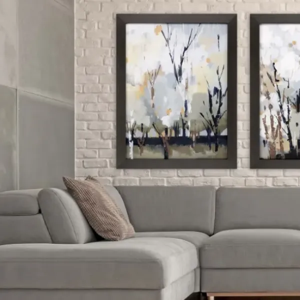 Framed Art-Kirkland's Home Silversong Birch Abstract Framed Art Print White/Gray