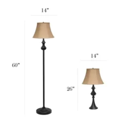 Table Lamps-Kirkland's Home Simple Bronze Metal 3-Pc. Floor And Table Lamp Set Brown